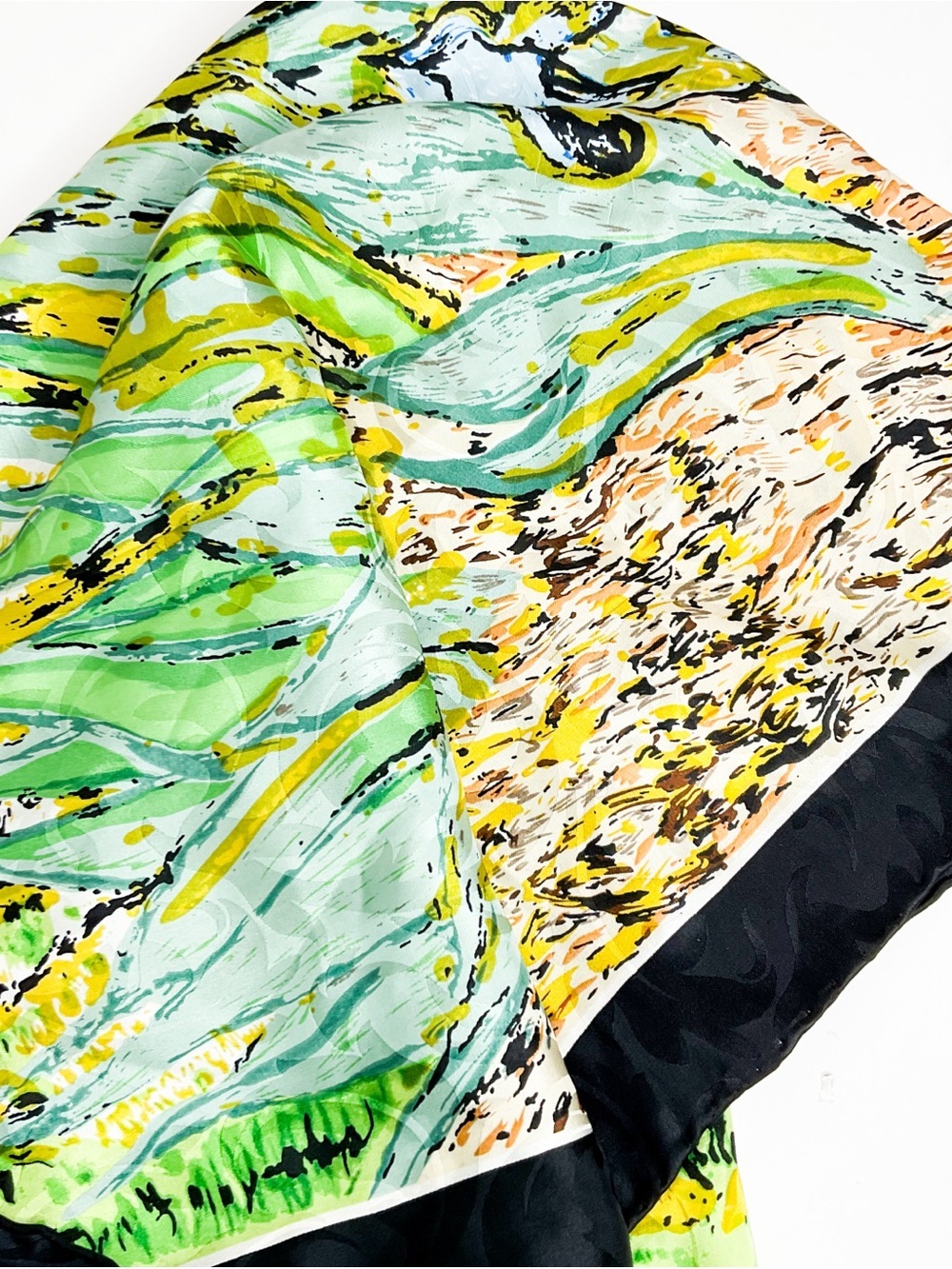 100% Silk Iris Watercolor Monet Square Scarf